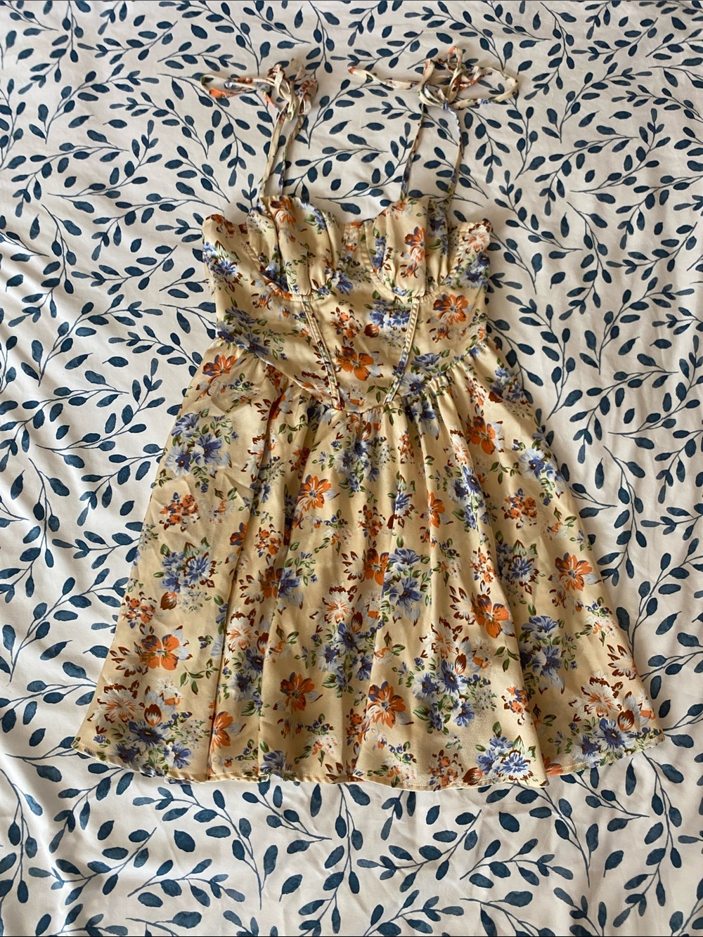 Unbranded Cream Floral Tie-Shoulder Dress